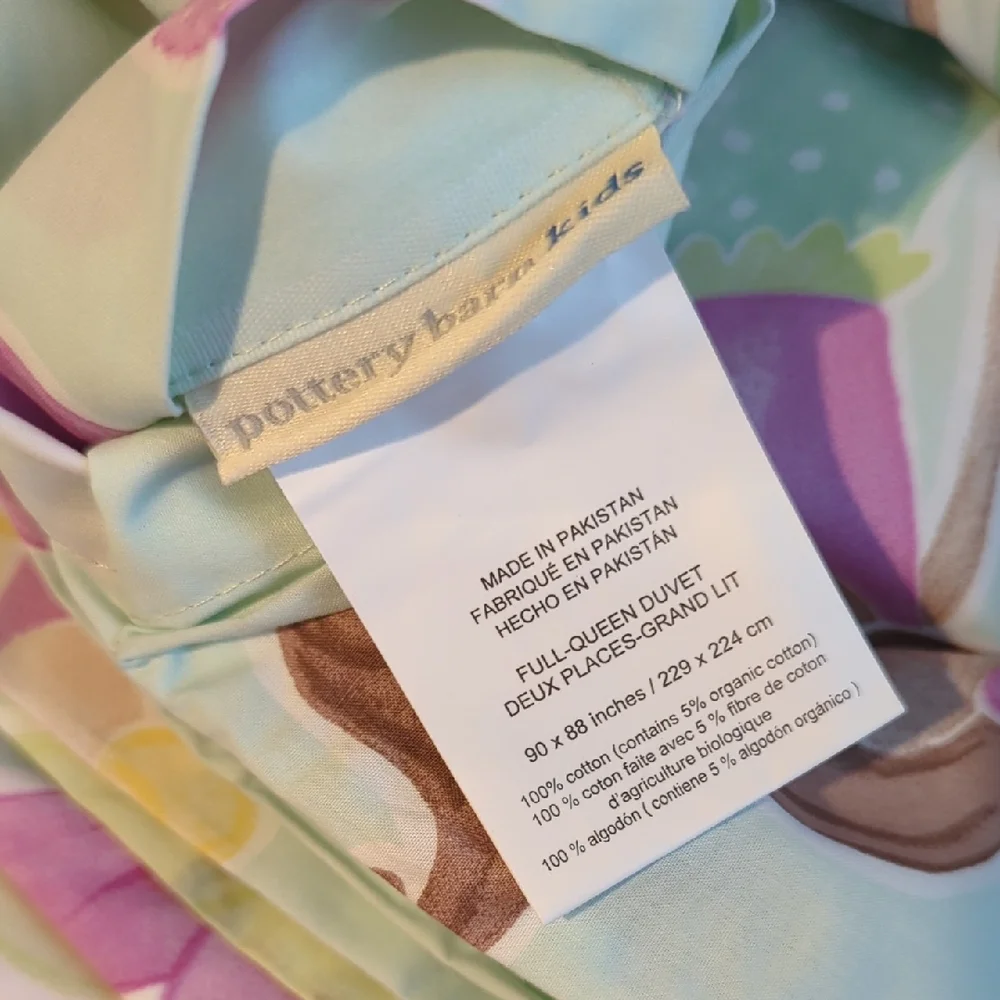 Pottery Barn Kids Pink and Mint Mermaid Duvet Cover